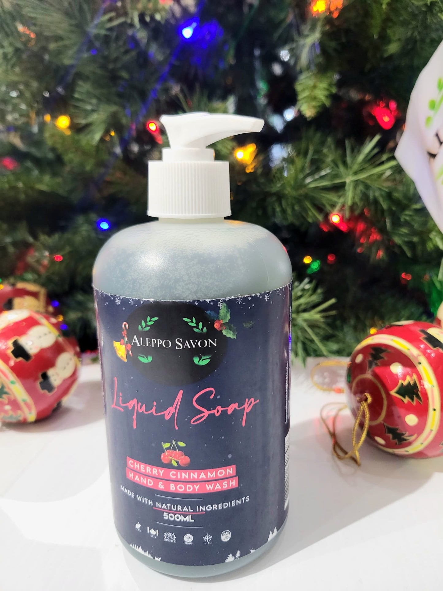 Cherry Cinnamon Liquid Soap - Hand and Body Wash -Christmas Edition - Alepposavon