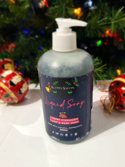 Cherry Cinnamon Liquid Soap - Hand and Body Wash -Christmas Edition - Alepposavon