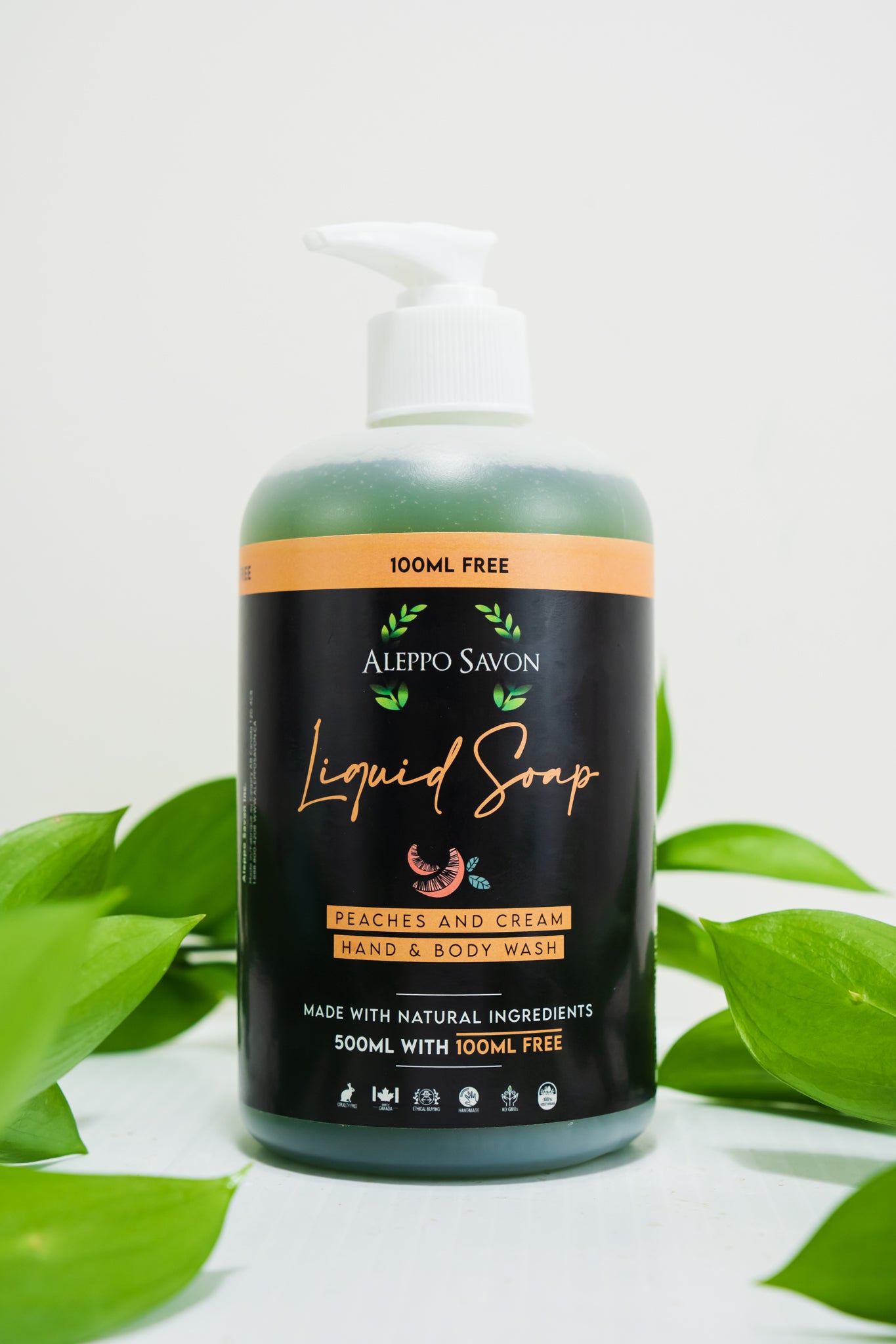Peaches & Cream Liquid Soap - Hand and Body Wash - Alepposavon